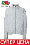 Сіра кофта на блискавці чоловіча бавовняна Classic sweat jacket Fruit of the Loom, S, фото 6