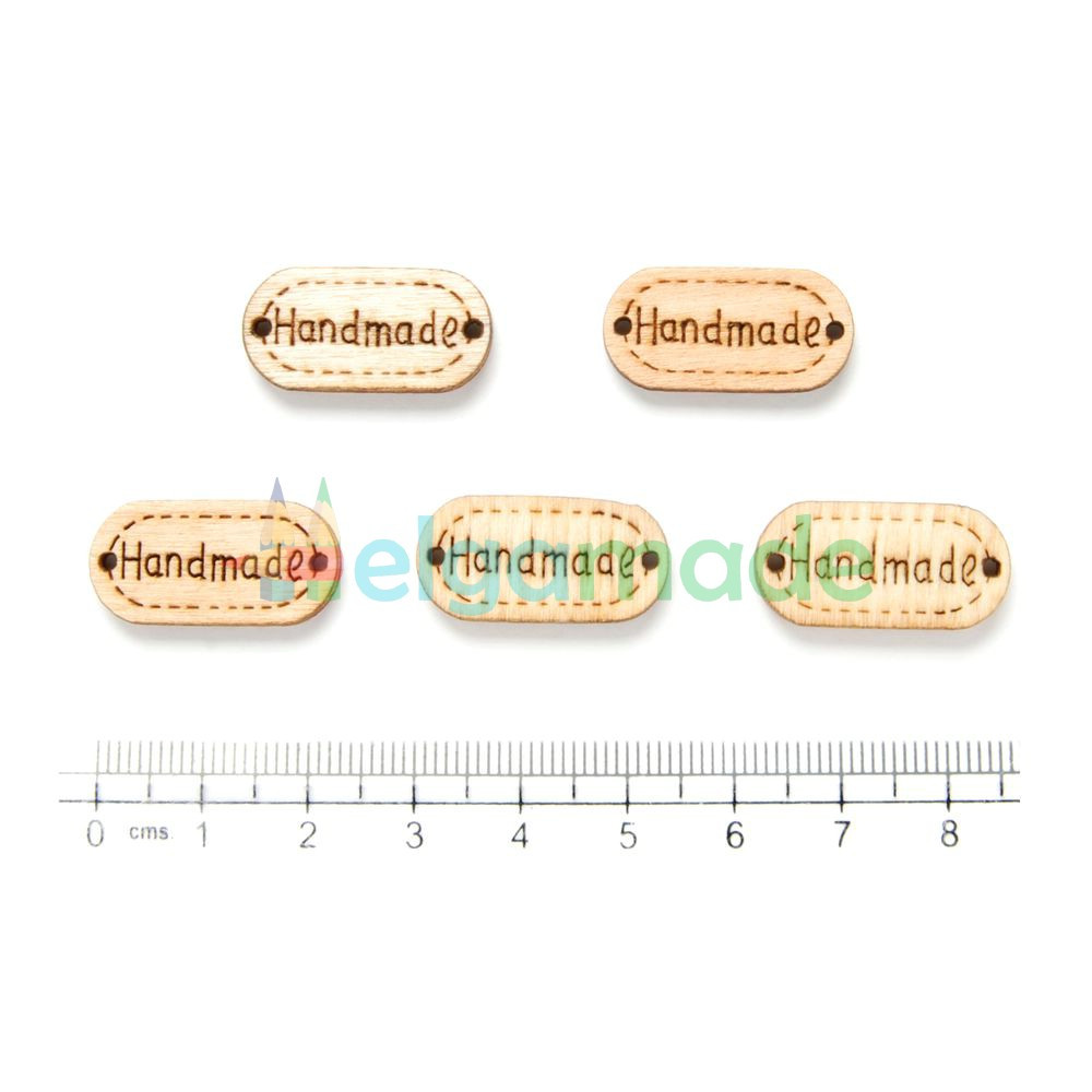 Бірки дерев'яні HAND MADE 3, 24х12 мм, 5 шт, мікс