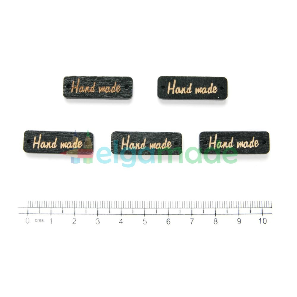 Бірки дерев'яні HAND MADE чорні, 30х10 мм, 5 шт, мікс, фото 1