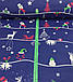 Новогодняя ткань польская олени, снеговики, елочки на синем №340, фото 2