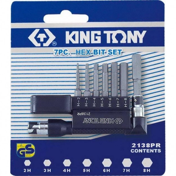 Набір біт KING TONY 2138PR з комірчиком (7 предметів)