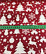 Новорічна тканина польська ялинки, сніжинки, олені білі на червоному (0290), фото 3