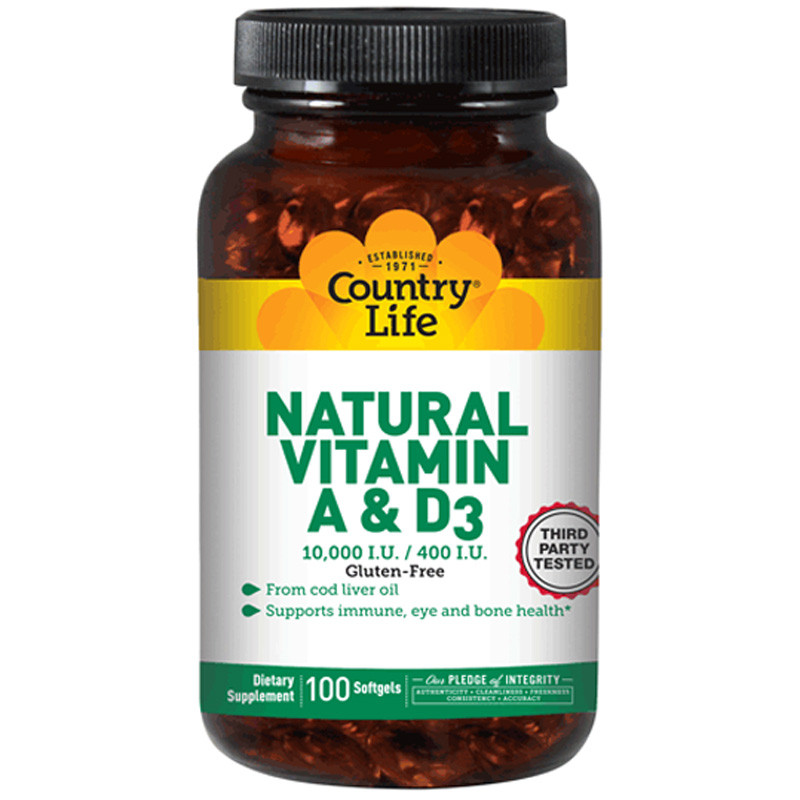 Вітаміни Natural vitamin A&D (100 капс.) Country Life