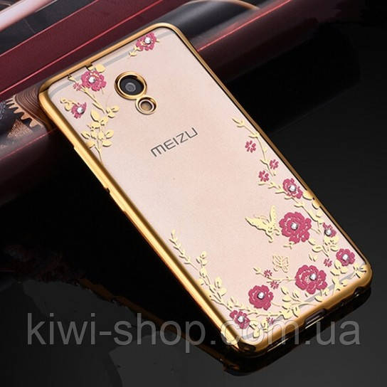 Чохол бампер із золотими стразами для Meizu M5s