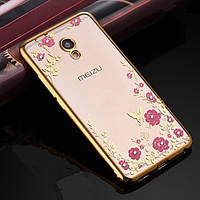 Чохол бампер із золотими стразами для Meizu M5s