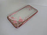 Чохол бампер із рожевими стразами та метеликами для Meizu M5, фото 4