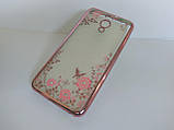 Чохол бампер із рожевими стразами та метеликами для Meizu M5, фото 5