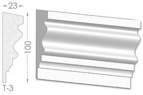 Декоративний молдинг, плінтус, фриз, тяга з гладким профілем з гіпсу т-3