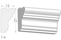Декоративный молдинг, плинтус, фриз, тяга с гладким профилем из гипса т-6
