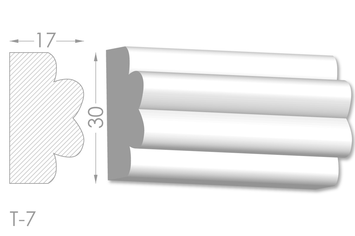 Декоративний молдинг, плінтус, фриз, тяга з гладким профілем з гіпсу т-7