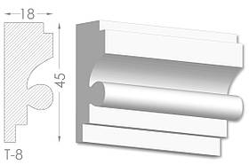 Декоративний молдинг, плінтус, фриз, тяга з гладким профілем з гіпсу т-8