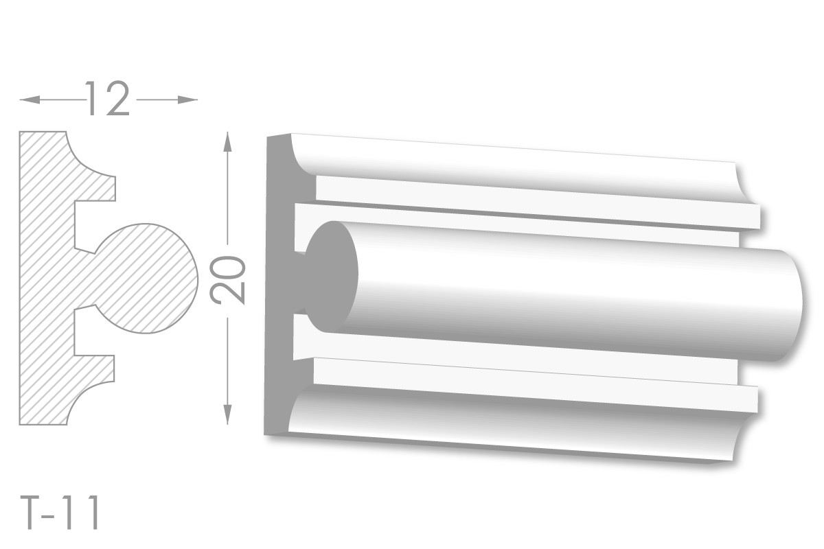 Декоративний молдинг, плінтус, фриз, тяга з гладким профілем з гіпсу т-11, фото 1