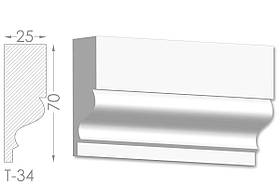 Декоративний молдинг, плінтус, фриз, тяга з гладким профілем з гіпсу т-34