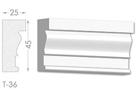 Декоративний молдинг, плінтус, фриз, тяга з гладким профілем з гіпсу т-36
