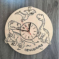 Детские дизайнерские часы из дерева «Динозавры»