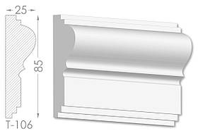 Декоративний молдинг, плінтус, фриз, тяга з гладким профілем з гіпсу т-106