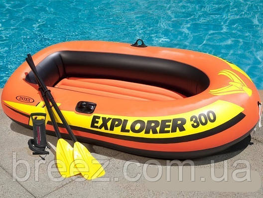 Двомісний надувний човен Intex 58332 Explorer 300 Set 211 х 117 х 41 см із веслами та насосом, фото 2
