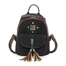 Рюкзак жіночий міський для дівчат вельветовий (чорний)