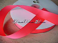 Репсова стрічка № 14 шириною 2,5 см неон рожевий