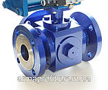 Кран нержавіючий кульовий триходовий фланцевий сталь 12Х18Н10Т з пневмоприводом Ду200 Ру40, фото 8