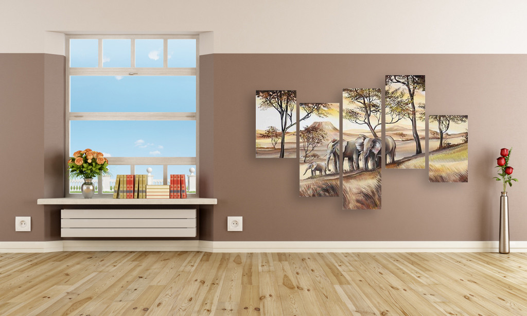 Модульная картина деревья и слоны - фото 3 - id-p600084451