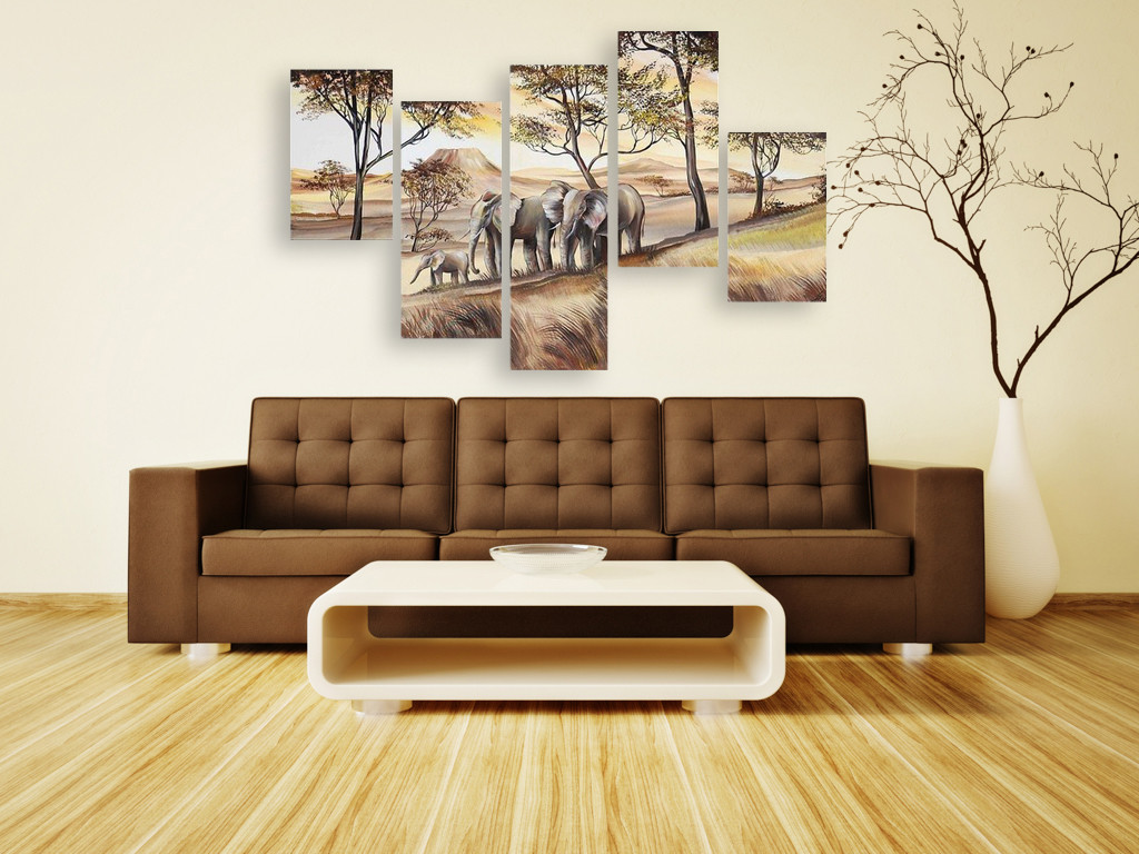 Модульная картина деревья и слоны - фото 4 - id-p600084451