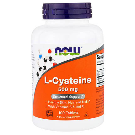 NOW Foods L-Cysteine 500 mg 100 tabs, фото 1