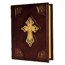 Православний молитвослов в шкіряній палітурці з хрестом у філіграні покритої золотом і гранатами