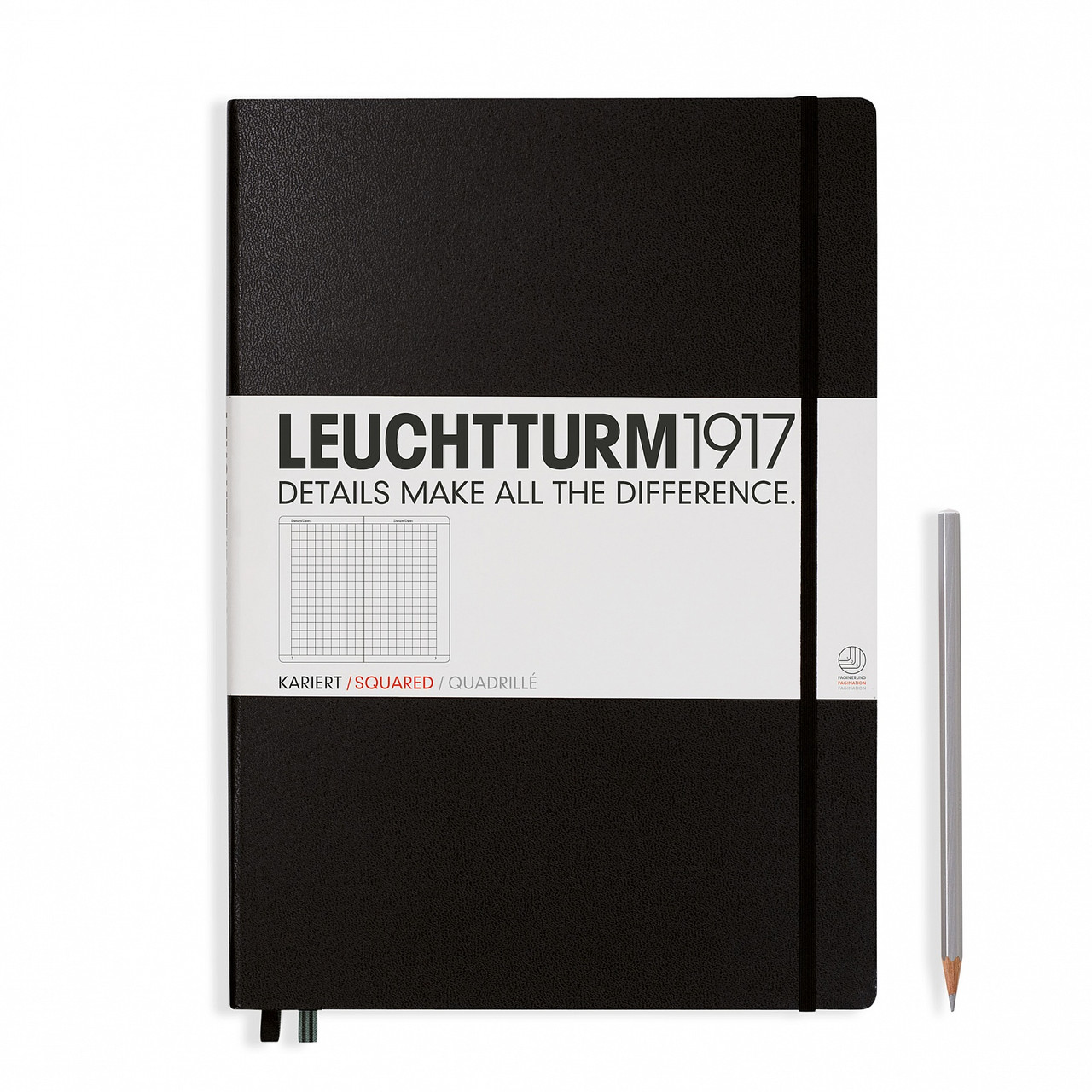 Блокнот Leuchtturm1917 большой Classic Чорний в клітинку 22,5х31,5 см (307959) (4004117258138)