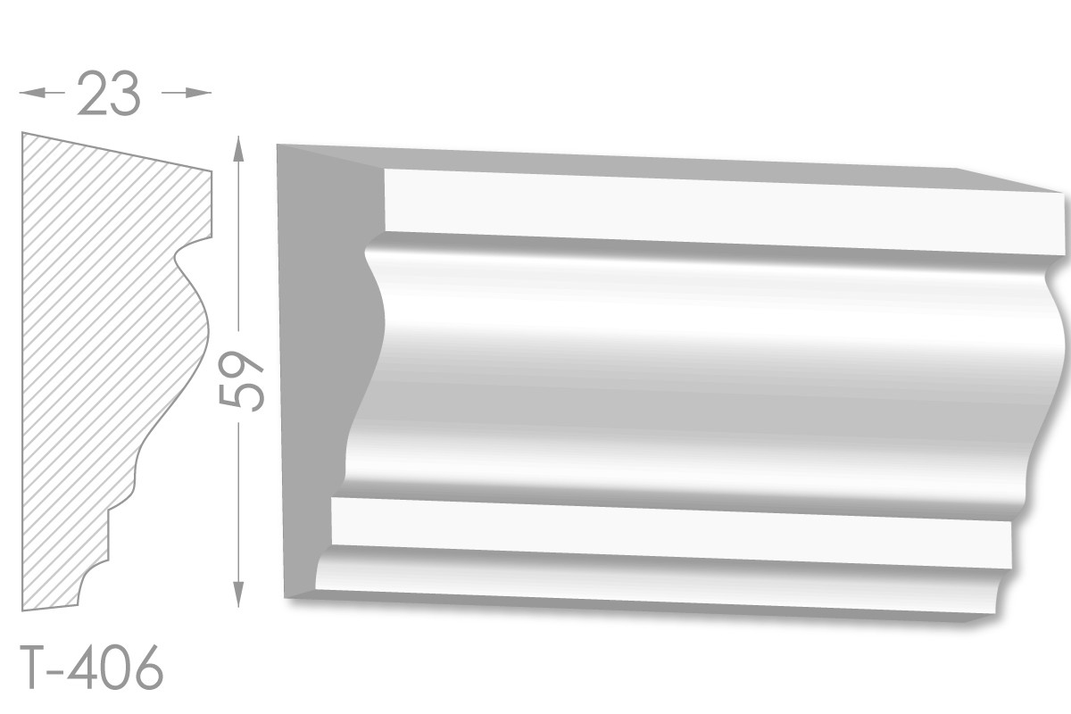 Декоративний молдинг, плінтус, фриз, тяга з гладким профілем з гіпсу т-406, фото 1