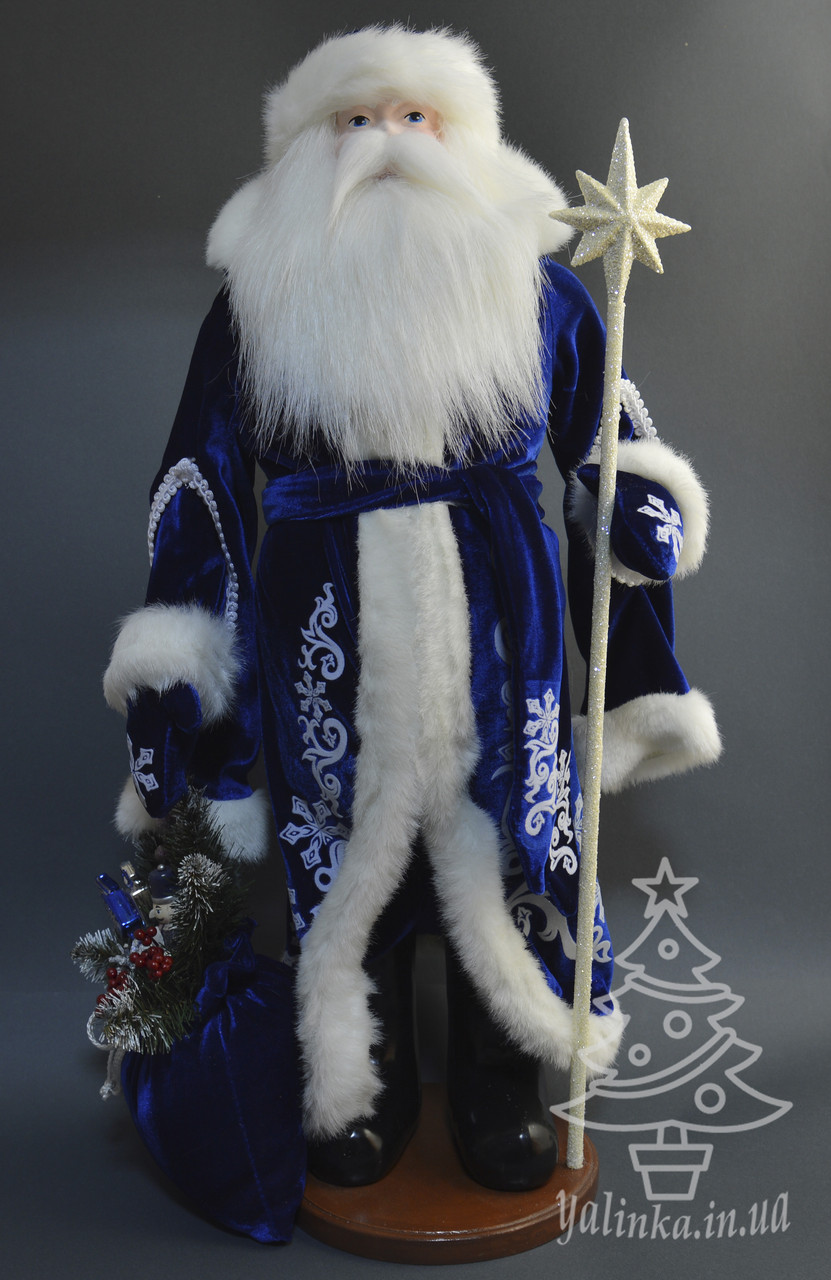 Дед Мороз большой 72 см в синей шубе с белым узором 0561 - фото 1 - id-p600193549