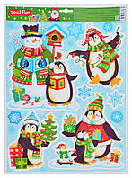 Наклейки для вікон новорічні, гліттер (41*29 см)