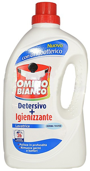 Пральний порошок рідкий із дезінфекціями Omino Bianco Detersivo + Igienizzante 25 прань 1,8 л.