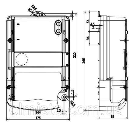 Габаритные и установочные размеры счетчика электроэнергии NIK 2307 ARTT.1600.M.24