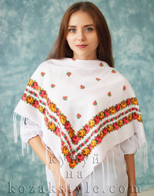 Українська хустка біла (75*75)