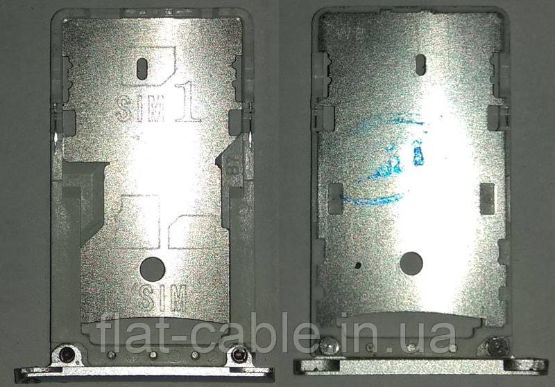 Сим лоток ( каретка) Xiaomi Redmi Note 3, сірого кольору