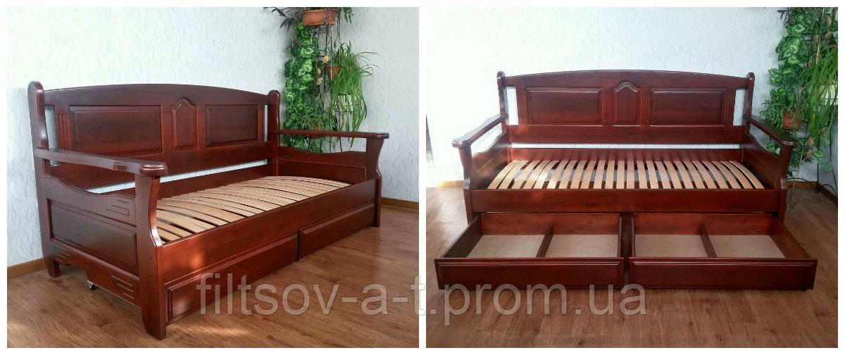 Деревянный полуторный диван - кровать из массива дерева "Орфей" от производителя - фото 4 - id-p55489920