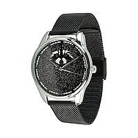 Часы наручные "Енот" (черный) + дополнительный ремешок