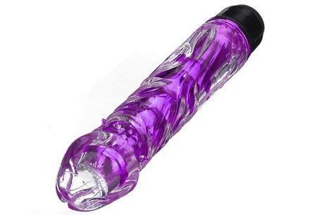 Жіночий анально-вагінальний силіконовий вібратор 18 см Фіолетовий