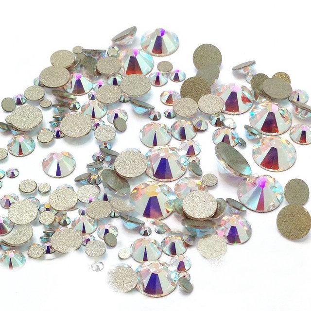 Стрази Swarovski crystal ,АВ райдужні асорті - мікс різні розміри (100 шт)