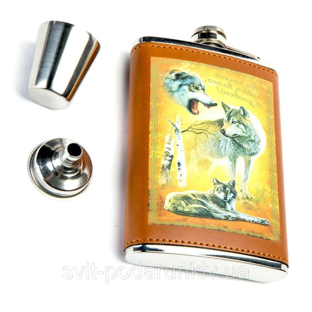 Фляга для алкоголю подарункова "Вовк" TZ-04, фото 1