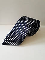 Краватка класична темно-синя в білий квадрат