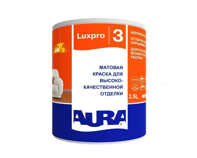 Краска латексная AURA LUX PRO 3 интерьерная 2,5л - фото 2 - id-p87390245