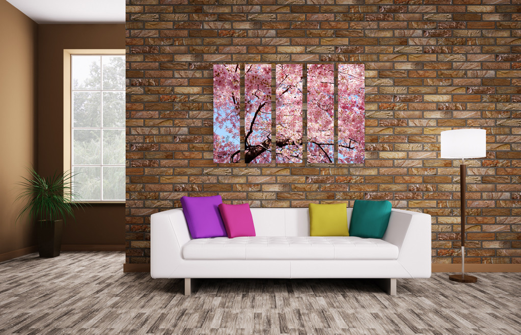 Модульная картина розовые цветы на ветках - фото 2 - id-p600711854