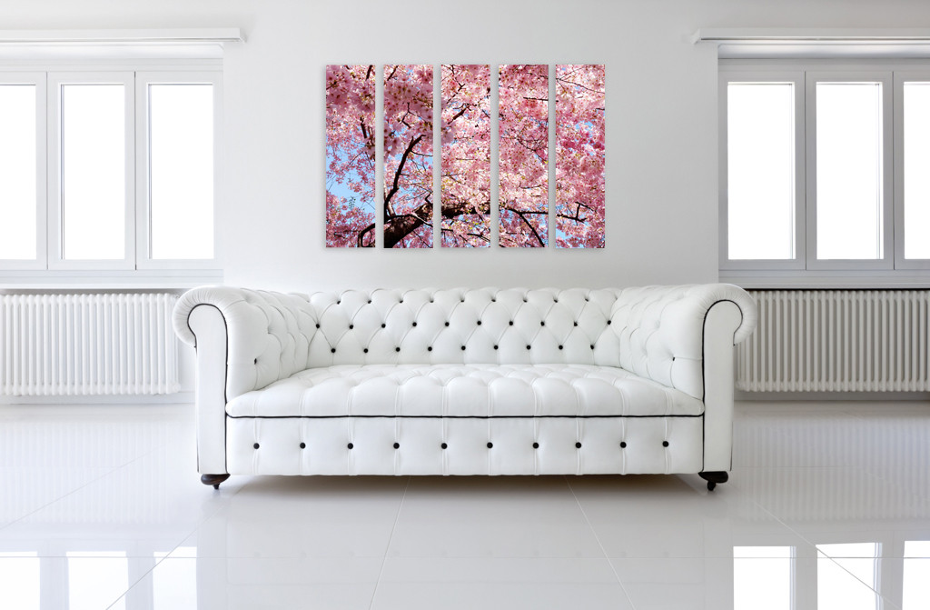Модульная картина розовые цветы на ветках - фото 3 - id-p600711854