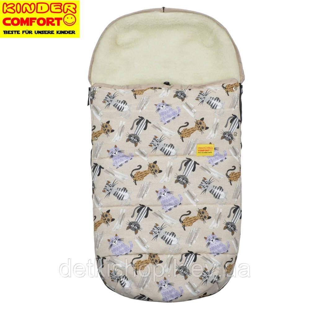 Конверт на овчине Kinder Comfort Drive Fashion Beige Katzen, фото 1