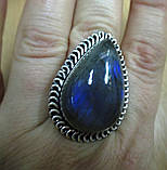 Срібне кільце "Східний бахрома" з яскравим лабрадором, розмір 17,2, фото 3