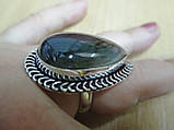 Срібне кільце "Східний бахрома" з яскравим лабрадором, розмір 17,2, фото 4