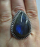 Срібне кільце "Східний бахрома" з яскравим лабрадором, розмір 17,2, фото 5