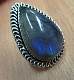 Срібне кільце "Східний бахрома" з яскравим лабрадором, розмір 17,2, фото 6